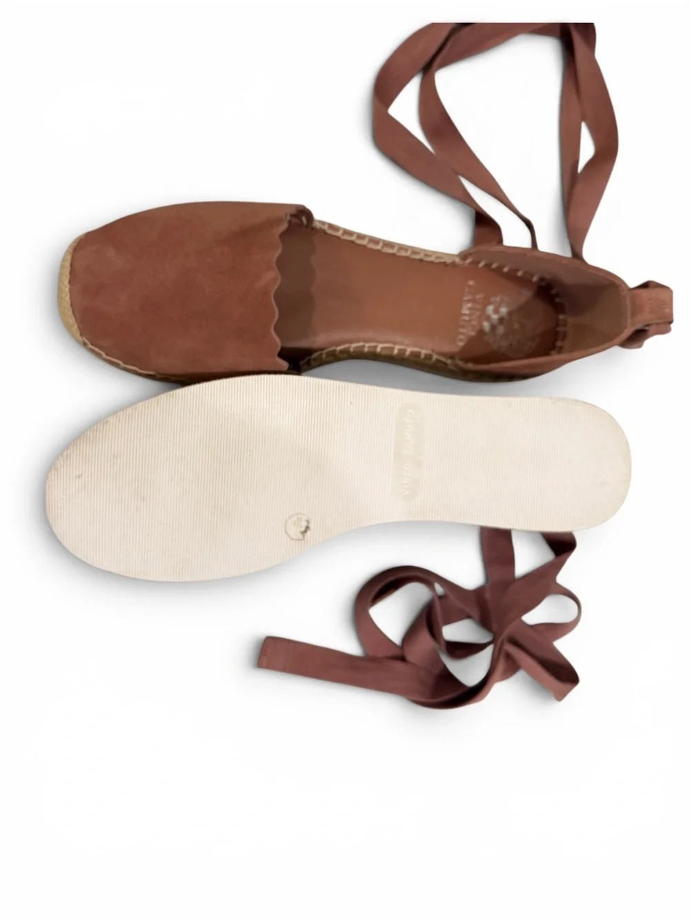 Vince Camuto Scalloped Lace-Up Espadrille in Dusty Rose